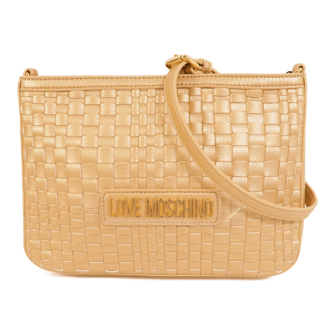 MOSCHINO Gold PVC Coated Canvas Shoulder Bag with Strap (1 of 15)