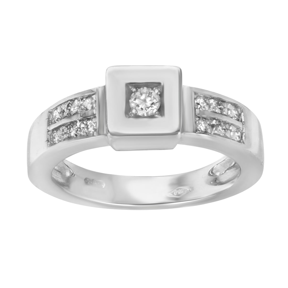 Saya 18k White Gold Diamond Band Ring Size 7.25: Saya 18k White Gold Diamond Band Ring Size 7.25 This elegant ladies ring features a band design crafted in 18k white gold and adorned with natural round brilliant cut diamonds totaling 0.24 carats. Th
