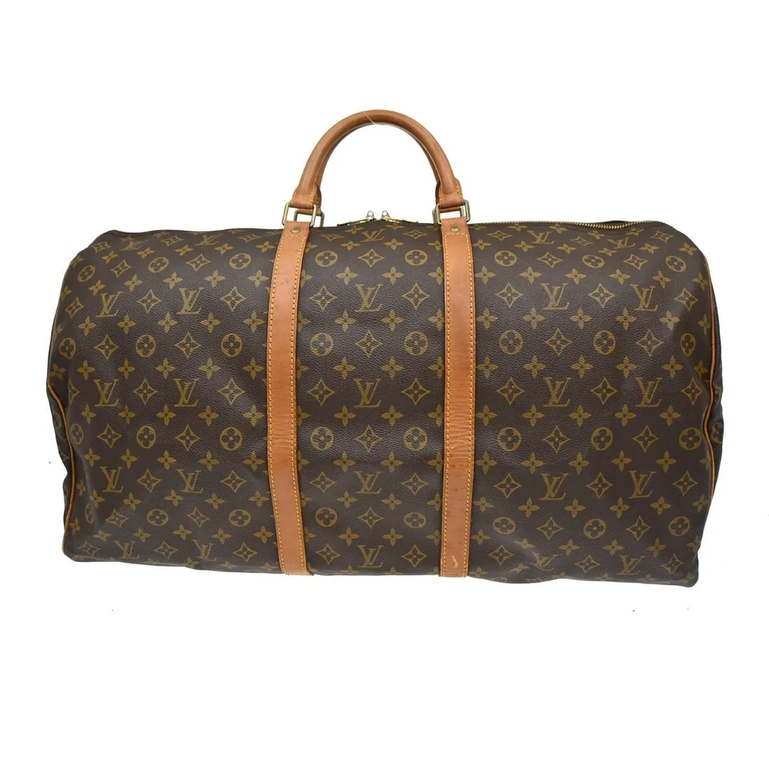 Louis Vuitton Keepall Monogram Canvas Travel Duffel Bag: Louis Vuitton Keepall Monogram Canvas Travel Duffel Bag This Louis Vuitton Keepall Bag features the iconic monogram canvas in brown and is designed for unisex use. The bag is crafted from durable canv