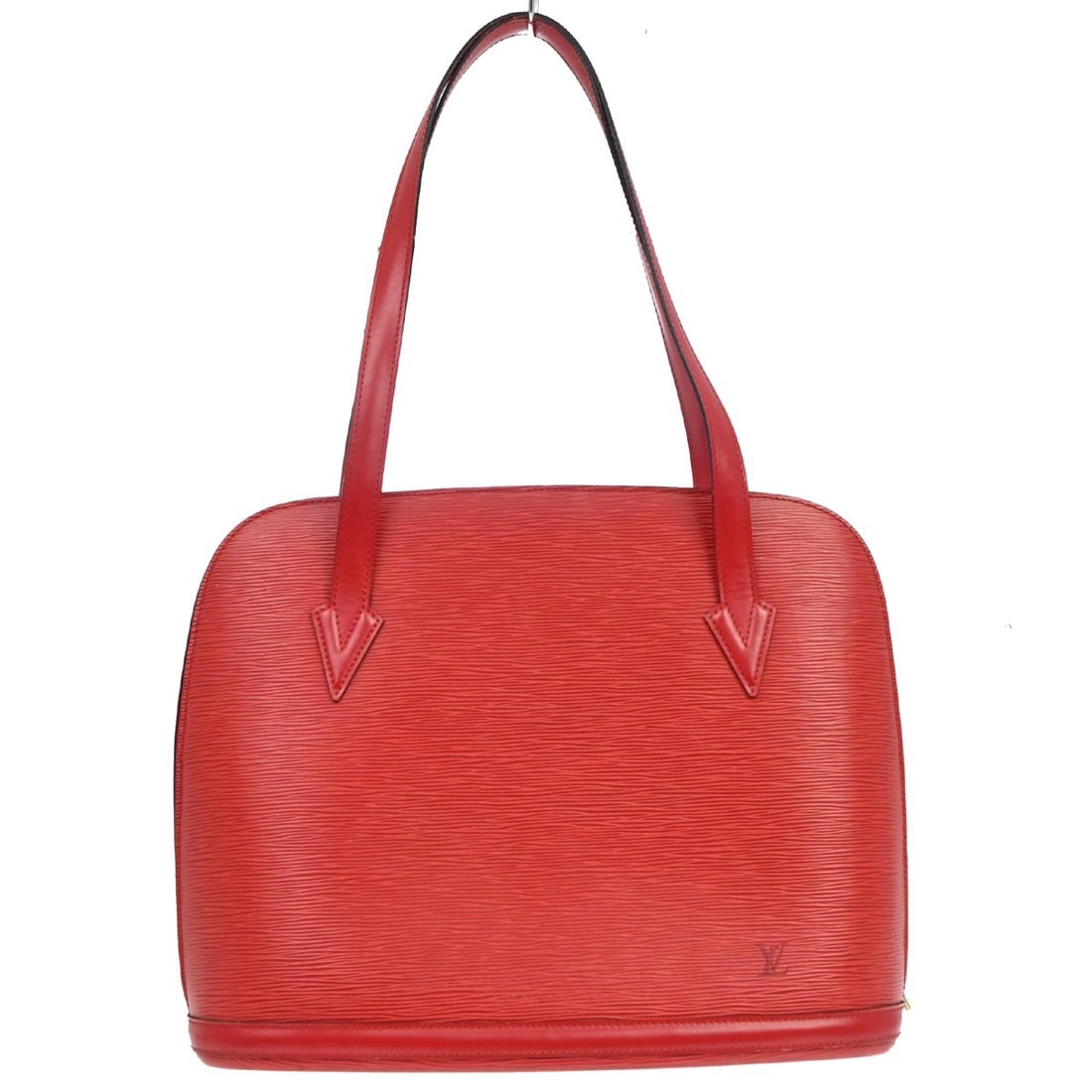 Louis Vuitton Lussac Epi Leather Shoulder Bag Red M52287: Louis Vuitton Lussac Epi Leather Shoulder Bag Red M52287 Vintage Louis Vuitton Lussac shoulder bag in Castilian red Epi leather with double handles and a zip-top closure. This medium bag features an A