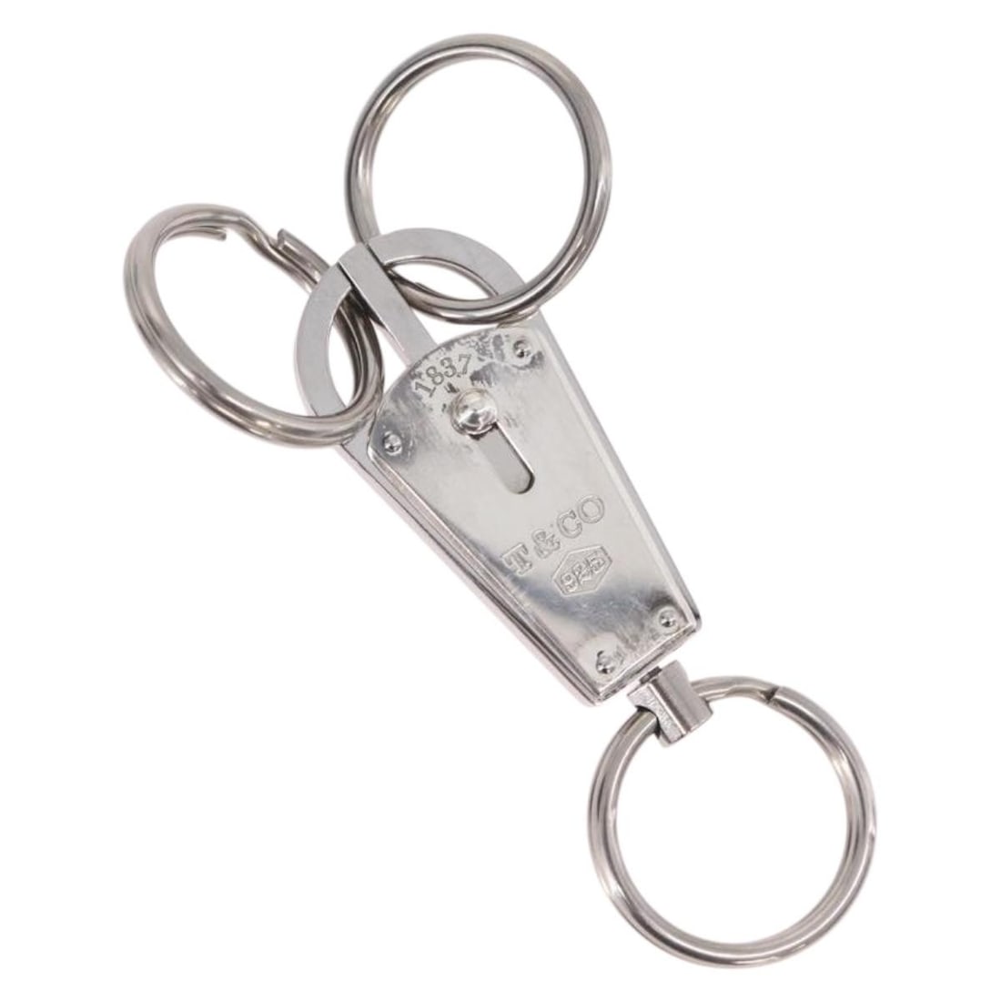 Tiffany Co Makers Ag925 Silver Bullet Key Ring with Box Dust Bag: Tiffany Co Makers Ag925 Silver Bullet Key Ring with Box Dust Bag Silver Tiffany & Co. Makers Bullet key ring in Ag925 silver. It measures approximately W2 cm x H7 cm (W0.8 x H2.8 inches) and comes wit