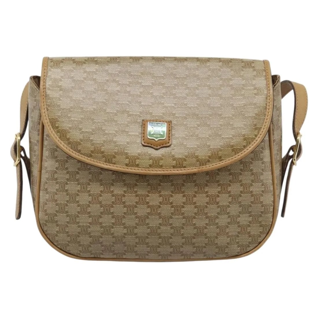 Celine Vintage Macadam Beige Canvas Shoulder Bag: Celine Vintage Macadam Beige Canvas Shoulder Bag Celine Vintage Macadam canvas bag in beige, made in Italy. The bag is described as a female model and is in good condition, with noted exterior wear, l