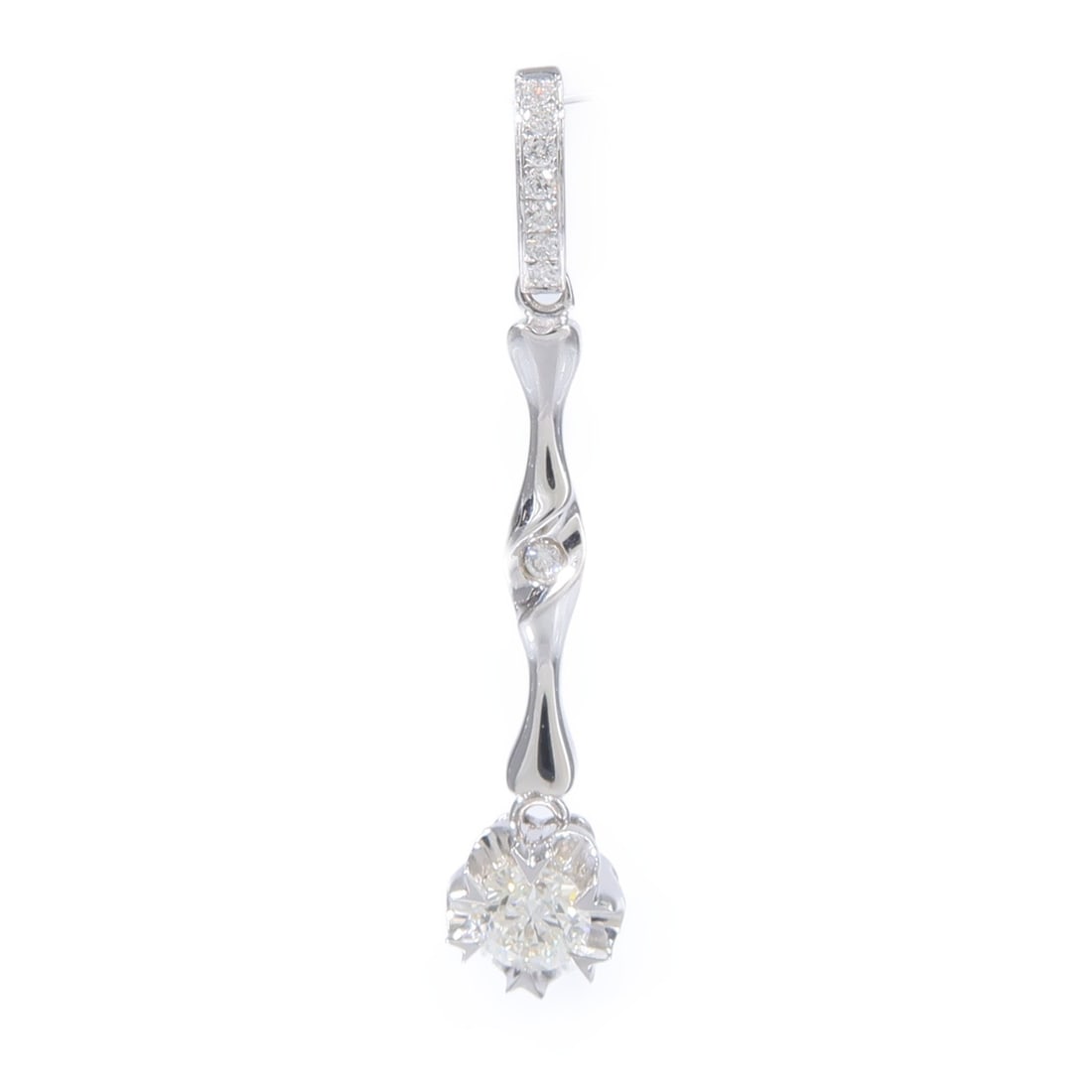 18K White Gold Diamond Pendant Top 0.29ct 30mm (1 of 6)