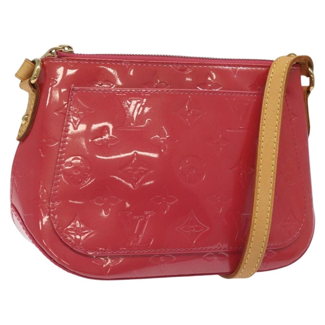 Louis Vuitton Minna Street Shoulder Bag Monogram Vernis Patent Leather M9146F: Louis Vuitton Minna Street Shoulder Bag Monogram Vernis Patent Leather M9146F A Louis Vuitton Monogram Vernis Minna Street Bag in Pink/Fran Boise, made in France. It is a shoulder bag crafted from pat