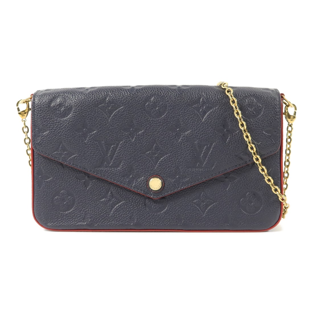Louis Vuitton Pochette Felicie Monogram Empreinte Calfskin Shoulder Bag Navy: Louis Vuitton Pochette Felicie Monogram Empreinte Calfskin Shoulder Bag Navy Louis Vuitton Pochette Felicie shoulder bag in Monogram Empreinte navy, with navy/blue/red color details. It is made from M
