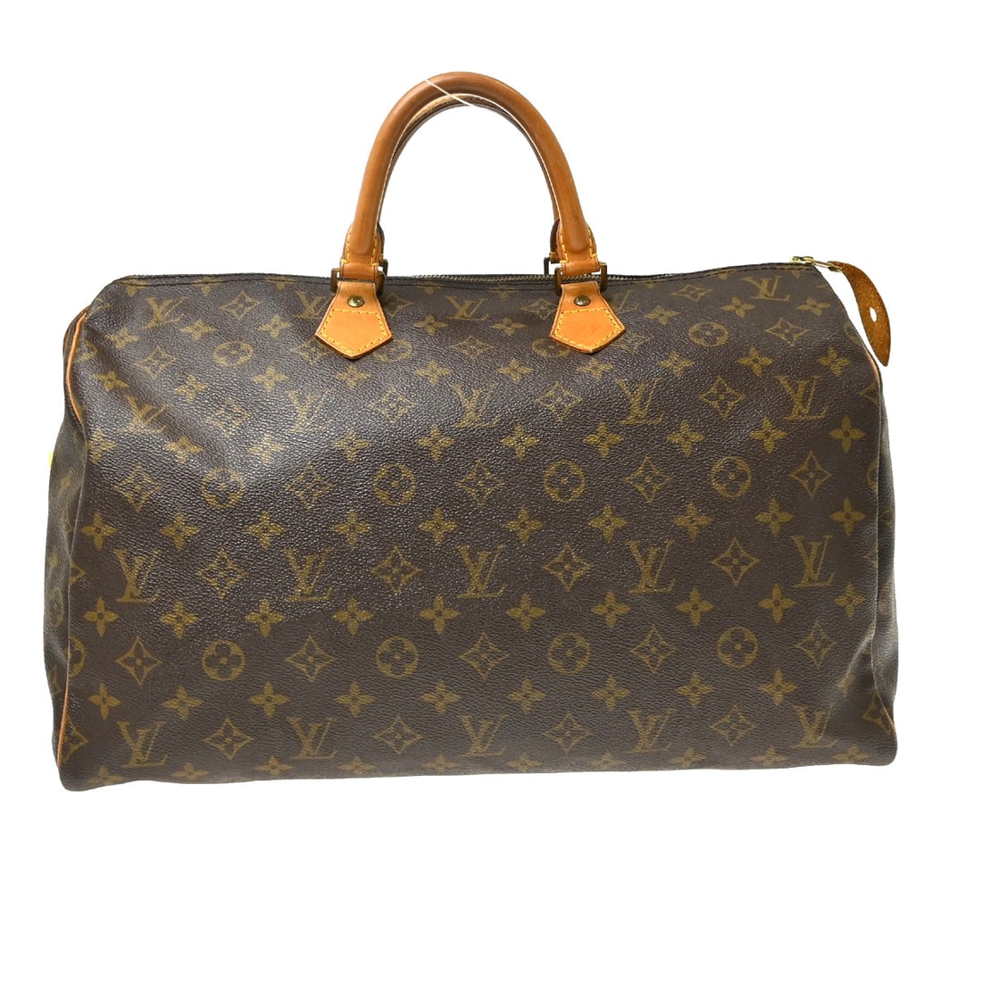 Louis Vuitton Speedy 40 Monogram Canvas Duffle Bag M41522: Louis Vuitton Speedy 40 Monogram Canvas Duffle Bag M41522 Vintage Louis Vuitton Speedy 40 handbag in brown Monogram canvas with leather trim and double handles. This duffle-style bag features a zip cl