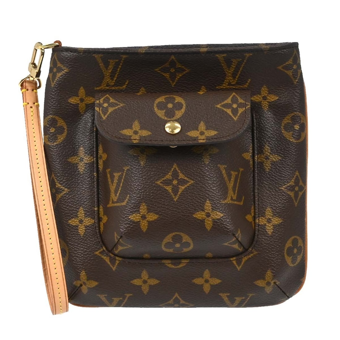 Louis Vuitton Partition Monogram Canvas Wristlet Pouch M51901: Louis Vuitton Partition Monogram Canvas Wristlet Pouch M51901 Louis Vuitton Monogram Partition Pouch in mini size, made in France. It features the Monogram pattern, a zip closure, a wrist strap, and o