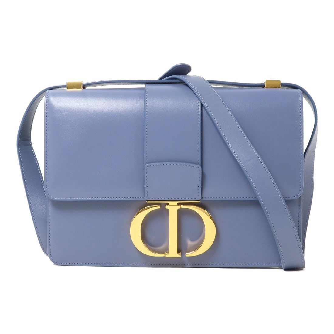 Dior 30 Montaigne Blue Calfskin Shoulder Bag CD GHW: Dior 30 Montaigne Blue Calfskin Shoulder Bag CD GHW A Christian Dior 30 Montaigne shoulder bag in blue calfskin leather. It features a blue-on-blue colorway, a shoulder strap with an adjustable drop, 