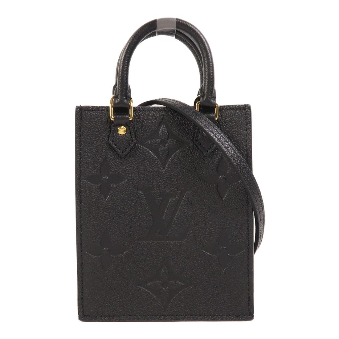 Louis Vuitton Petit Sac Plat M80478 Black Monogram Empreinte Bag: Louis Vuitton Petit Sac Plat M80478 Black Monogram Empreinte Bag This Louis Vuitton Petit Sac Plat 2-way bag features Monogram Empreinte calfskin leather in black. Designed for women, it offers versat