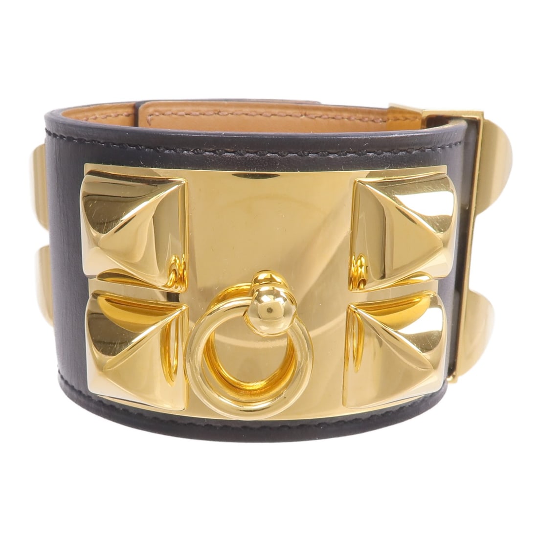 Hermes Collier de Chien Black Box Calf Bracelet 068440CC (1 of 12)