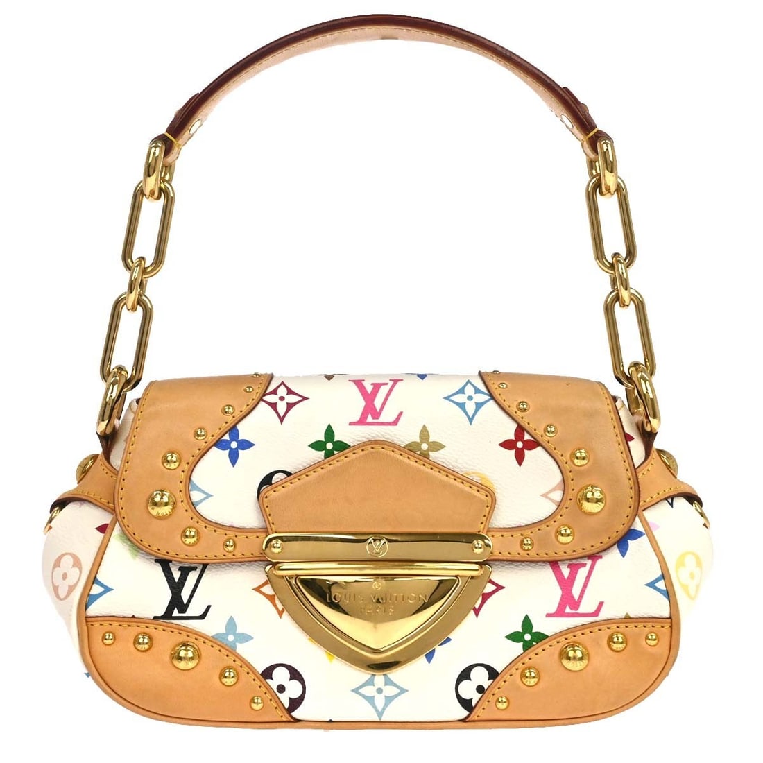 Louis Vuitton Marilyn M40127 White Monogram Multicolor Top Handle Bag: Louis Vuitton Marilyn M40127 White Monogram Multicolor Top Handle Bag Louis Vuitton Marilyn handbag in Monogram Multicolor canvas and leather, made in France. This small top handle bag features a whit