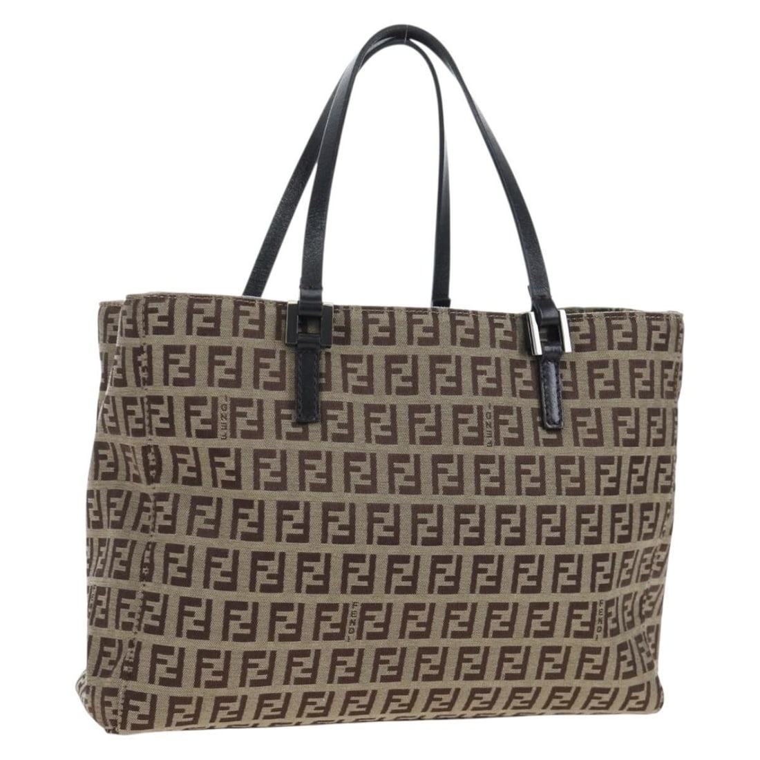 Fendi Zucchino Canvas Handbag Beige Silver Tone Italy: Fendi Zucchino Canvas Handbag Beige Silver Tone Italy Fendi Zucchino Canvas Hand Bag in beige and silver, made in Italy. This handbag features Zucchino canvas construction and measures approximately 2