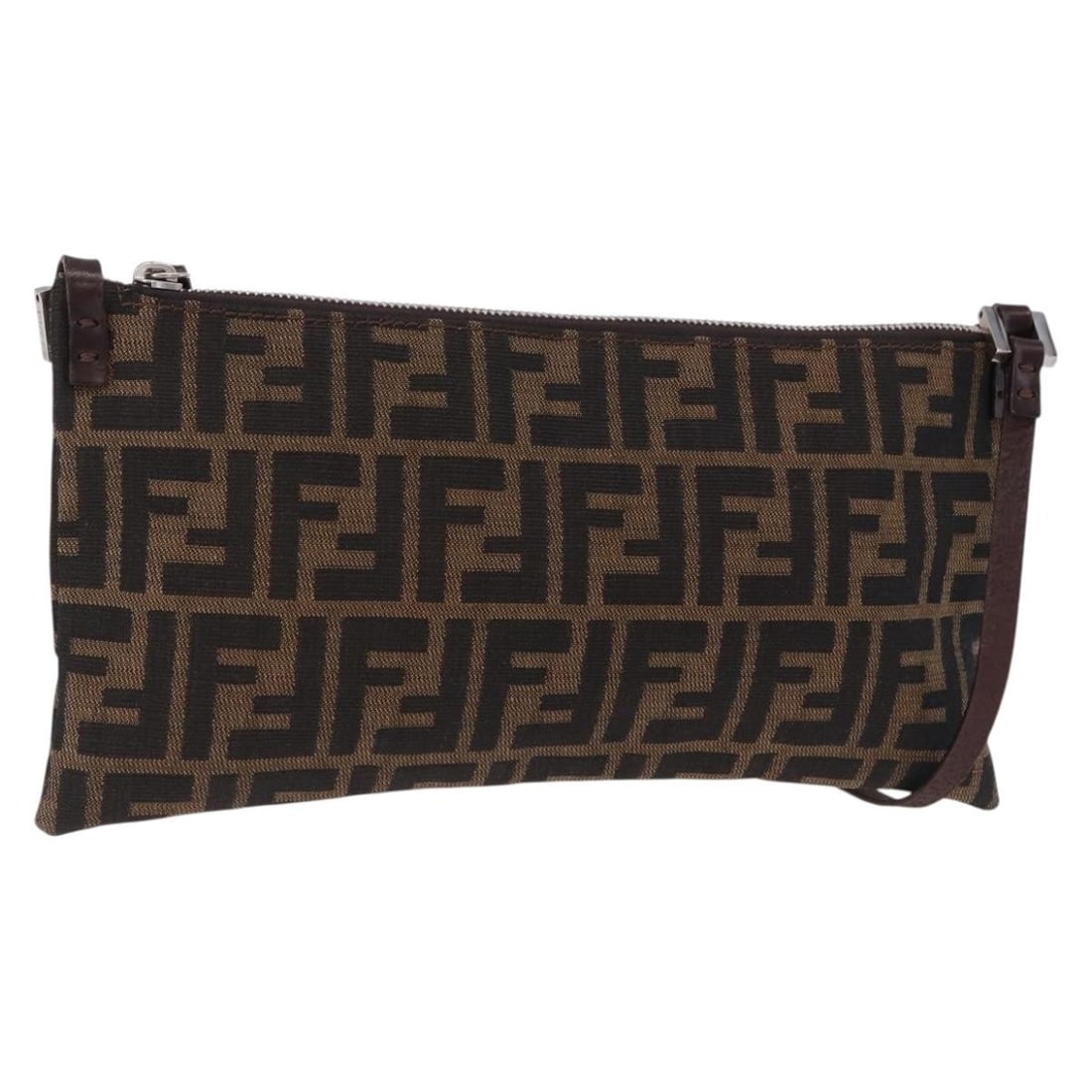 Fendi Zucca Canvas Brown Shoulder Bag Silver Tone Made in Italy: Fendi Zucca Canvas Brown Shoulder Bag Silver Tone Made in Italy Fendi shoulder bag in brown and silver Zucca canvas, made in Italy. It features a shoulder strap and measures approximately 29 cm wide, 