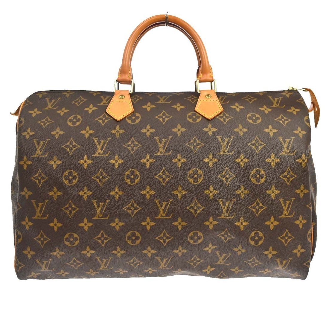 Louis Vuitton Speedy 40 Monogram Canvas Duffle Bag M41522: Louis Vuitton Speedy 40 Monogram Canvas Duffle Bag M41522 Vintage Louis Vuitton Speedy 40 handbag in brown Monogram canvas with leather trim and double handles. This large duffle-style bag features a 