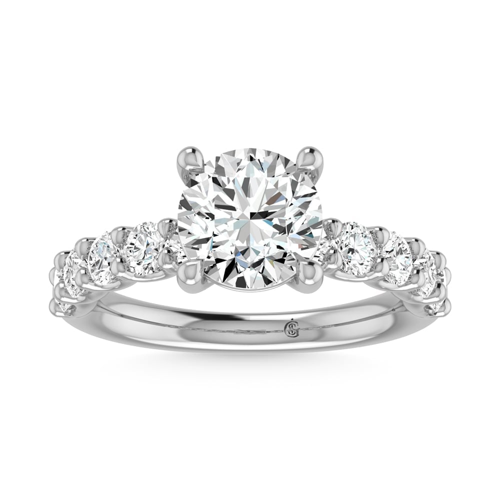 14K White Gold Lab Grown Diamond 2 Ct.Tw. Round Shape Halfway Engagement Ring (IGI Certified Center: 14K White Gold Lab Grown Diamond 2 Ct.Tw. Round Shape Halfway Engagement Ring (IGI Certified Center 1 1/2 CT) This elegant diamond engagement ring crafted in 14k white gold, features a brilliant round