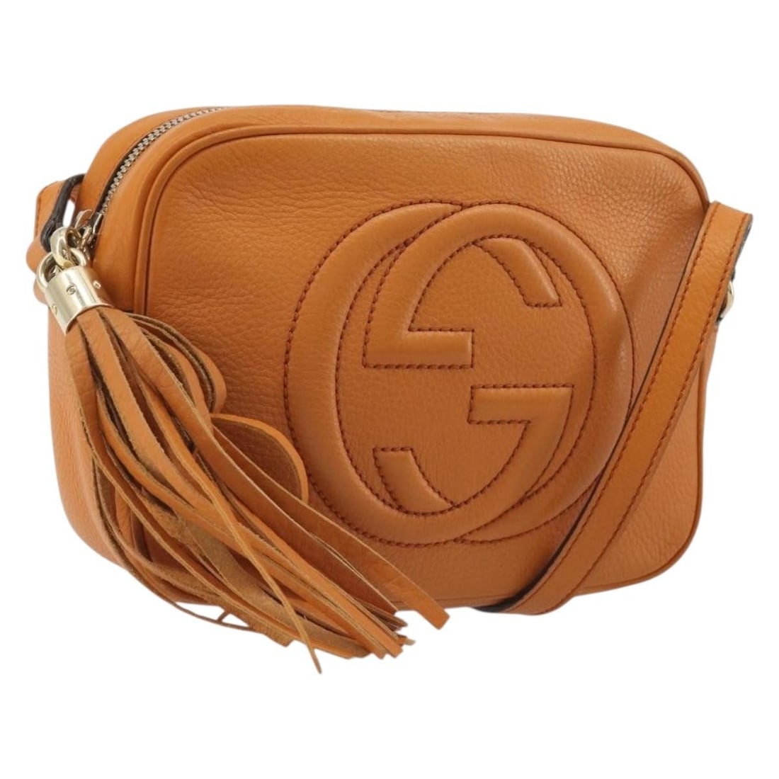 Gucci 308364 Leather Shoulder Bag Orange Gold Tone Dust Bag: Gucci 308364 Leather Shoulder Bag Orange Gold Tone Dust Bag This Gucci shoulder bag is crafted from leather in orange and gold. It features a shoulder bag style, comes with a dust bag, and was made in