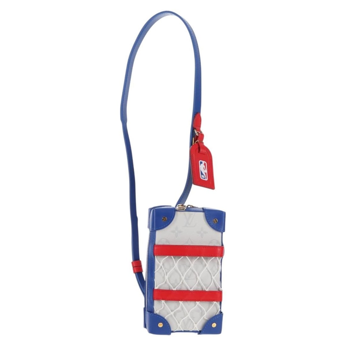 Louis Vuitton M80101 LV x NBA Soft Trunk Phone Box Shoulder Bag: Louis Vuitton M80101 LV x NBA Soft Trunk Phone Box Shoulder Bag Louis Vuitton LV x NBA Soft Trunk Phone Box shoulder bag in white monogram mini canvas. This compact bag is made in France and includes 