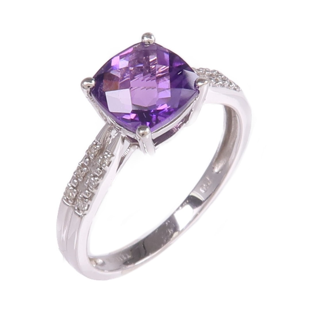 18K White Gold Amethyst Diamond Ring JEWELRY Size 6.25 (1 of 9)