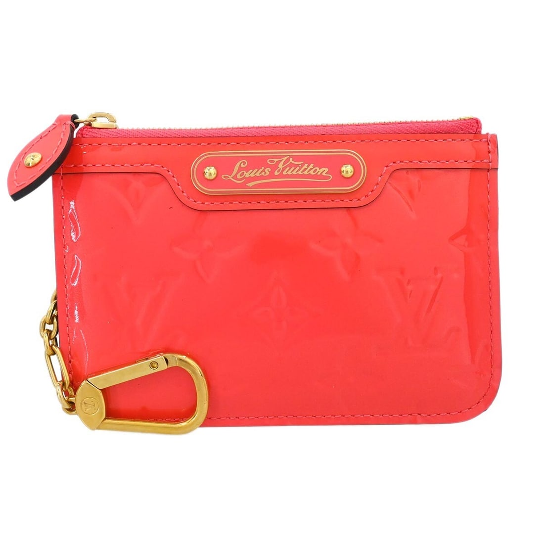 Louis Vuitton Vernis Pochette Cles NM Coin Wallet M93204 Pink: Louis Vuitton Vernis Pochette Cles NM Coin Wallet M93204 Pink A vintage Louis Vuitton coin wallet in pink Monogram patent leather, made in France. It features a logo accent, one outside pocket, and me