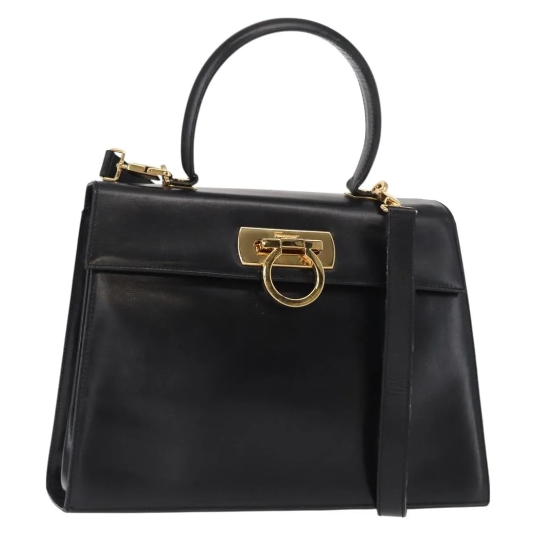 Salvatore Ferragamo Black Leather Convertible Top Handle Purse: Salvatore Ferragamo Black Leather Convertible Top Handle Purse This Salvatore Ferragamo Convertible Top Handle Bag is crafted from black leather with a versatile design featuring a top handle and shou