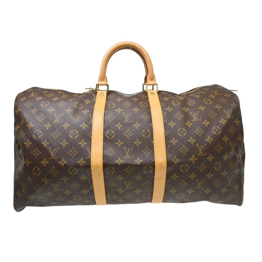 Louis Vuitton Keepall Brown Canvas Travel Bag: Louis Vuitton Keepall Brown Canvas Travel Bag Louis Vuitton Keepall in brown monogram canvas. This unisex bag is made in France and remains in good condition overall, with visible wear consistent with