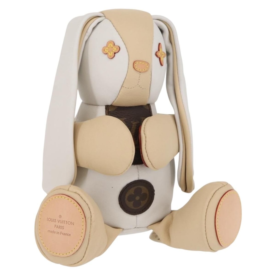 Louis Vuitton Monogram Canvas Stuffed Dog GI0367 with Dust Bag and Box: Louis Vuitton Monogram Canvas Stuffed Dog GI0367 with Dust Bag and Box This LOUIS VUITTON Monogram Doduruisu Rabbit is a plush accessory crafted from the brand's iconic Monogram Canvas in a white and 