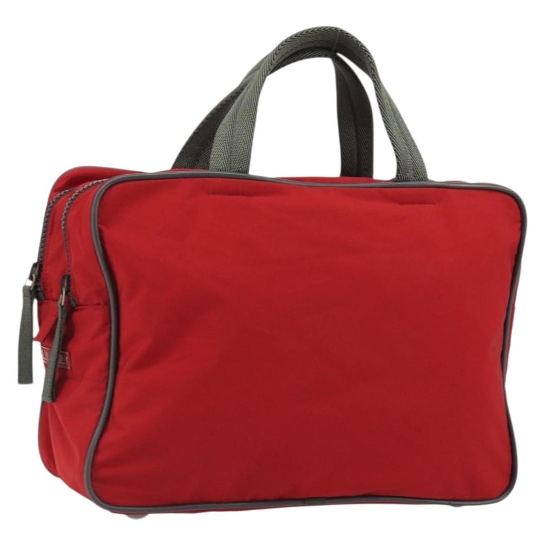 Prada Nylon Hand Bag Red and Silver Made in Italy: Prada Nylon Hand Bag Red and Silver Made in Italy Prada sports hand bag in red and silver nylon, made in Italy. The bag is described as a hand bag style and is offered in condition rank B, showing rea