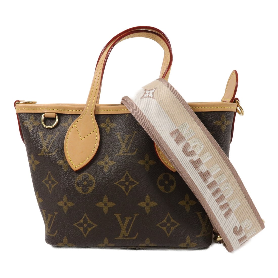 Louis Vuitton Neverfull BB Monogram 2 Way Handbag M46705 Brown: Louis Vuitton Neverfull BB Monogram 2 Way Handbag M46705 Brown Louis Vuitton Neverfull BB 2 Way Shoulder Handbag in brown monogram and PVC coated canvas. This model features a shoulder strap and pouch