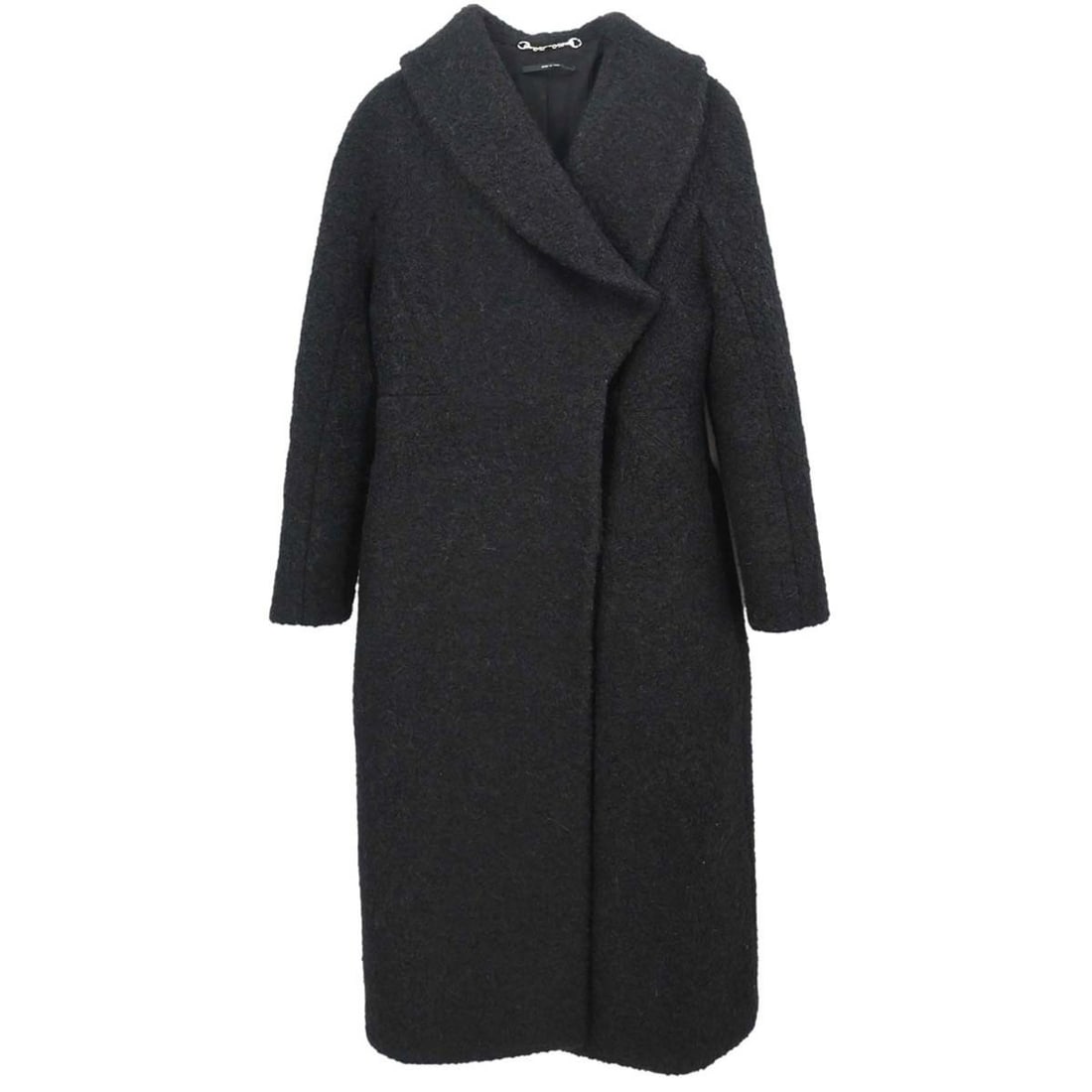 Gucci Womens Black Mid Length Overcoat IT 40 Collared: Gucci Womens Black Mid Length Overcoat IT 40 Collared Women's Gucci mid-length black overcoat in regular size IT 40. It features a collared design and button accents, and is made in Italy with an oute