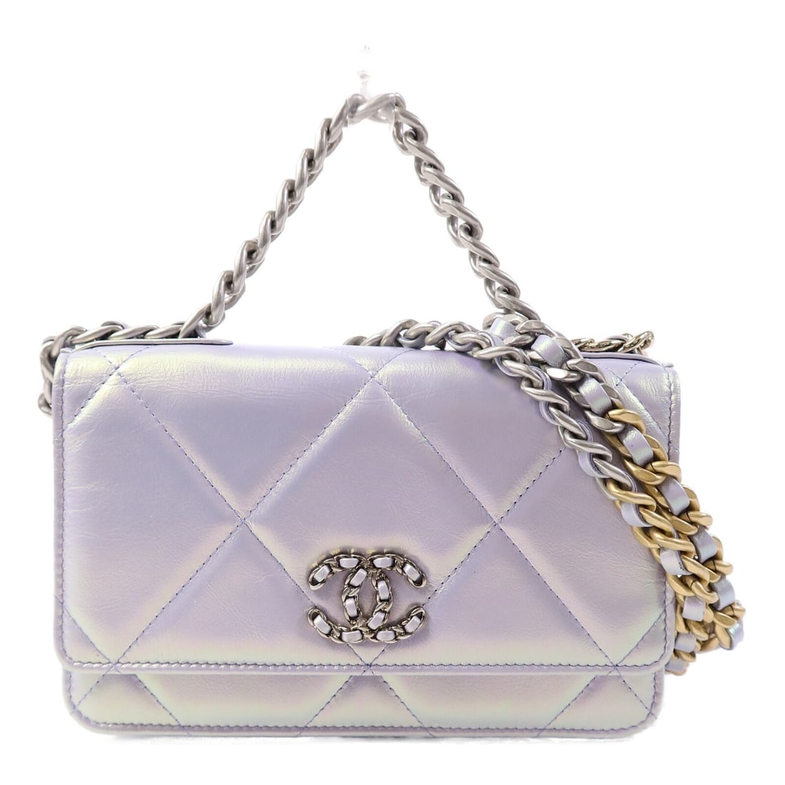 CHANEL C19 Wallet on Chain Lambskin 2 Way Shoulder Bag Purple: CHANEL C19 Wallet on Chain Lambskin 2 Way Shoulder Bag Purple CHANEL CC SHW C19 Wallet On Chain 2 way Shoulder Bag in purple lambskin (sheep leather). This women's regular-size bag is made in France a