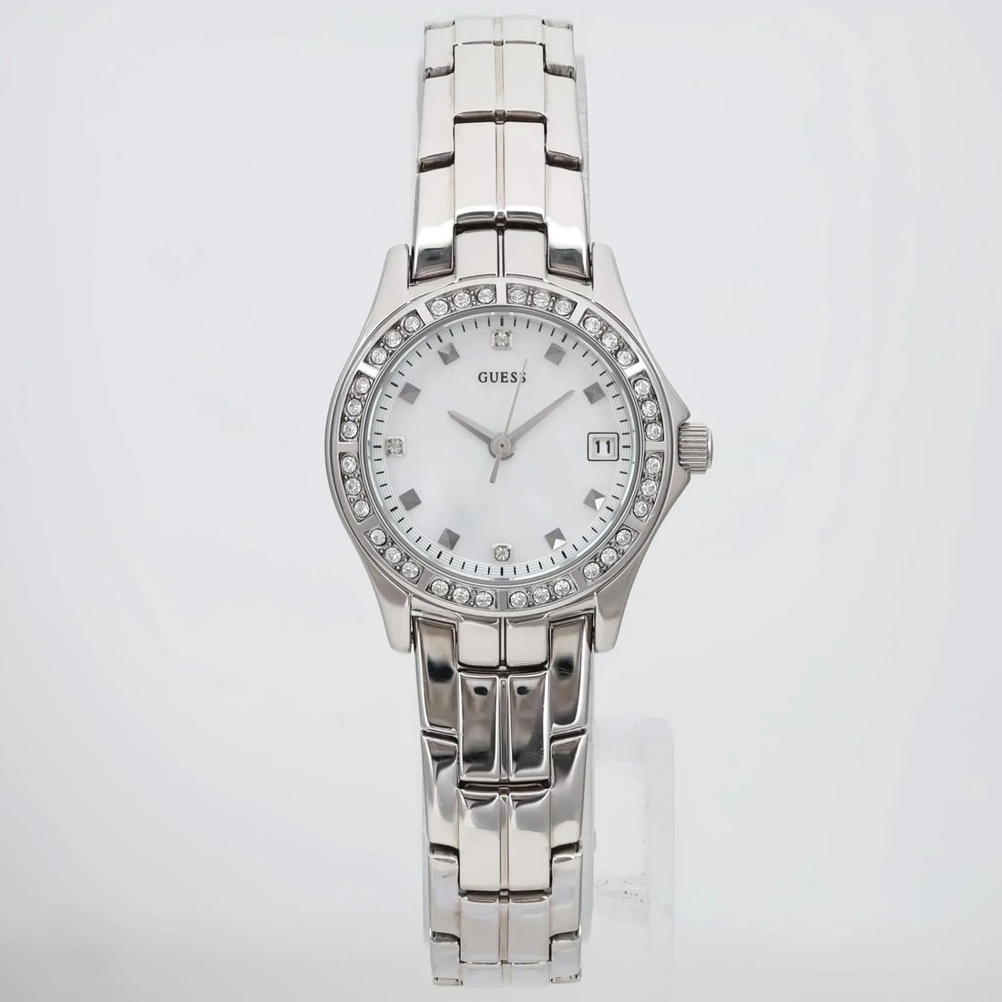 Guess Water Pro Ladies Quartz Watch White MOP Dial Gem-Set Bezel (1 of 3)