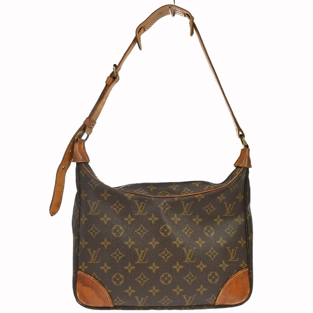 Louis Vuitton Boulogne 30 Monogram Shoulder Bag M51265: Louis Vuitton Boulogne 30 Monogram Shoulder Bag M51265 Vintage Louis Vuitton Monogram Boulogne 30 shoulder bag in brown Monogram canvas and leather, made in France. It features a beige leather handle/