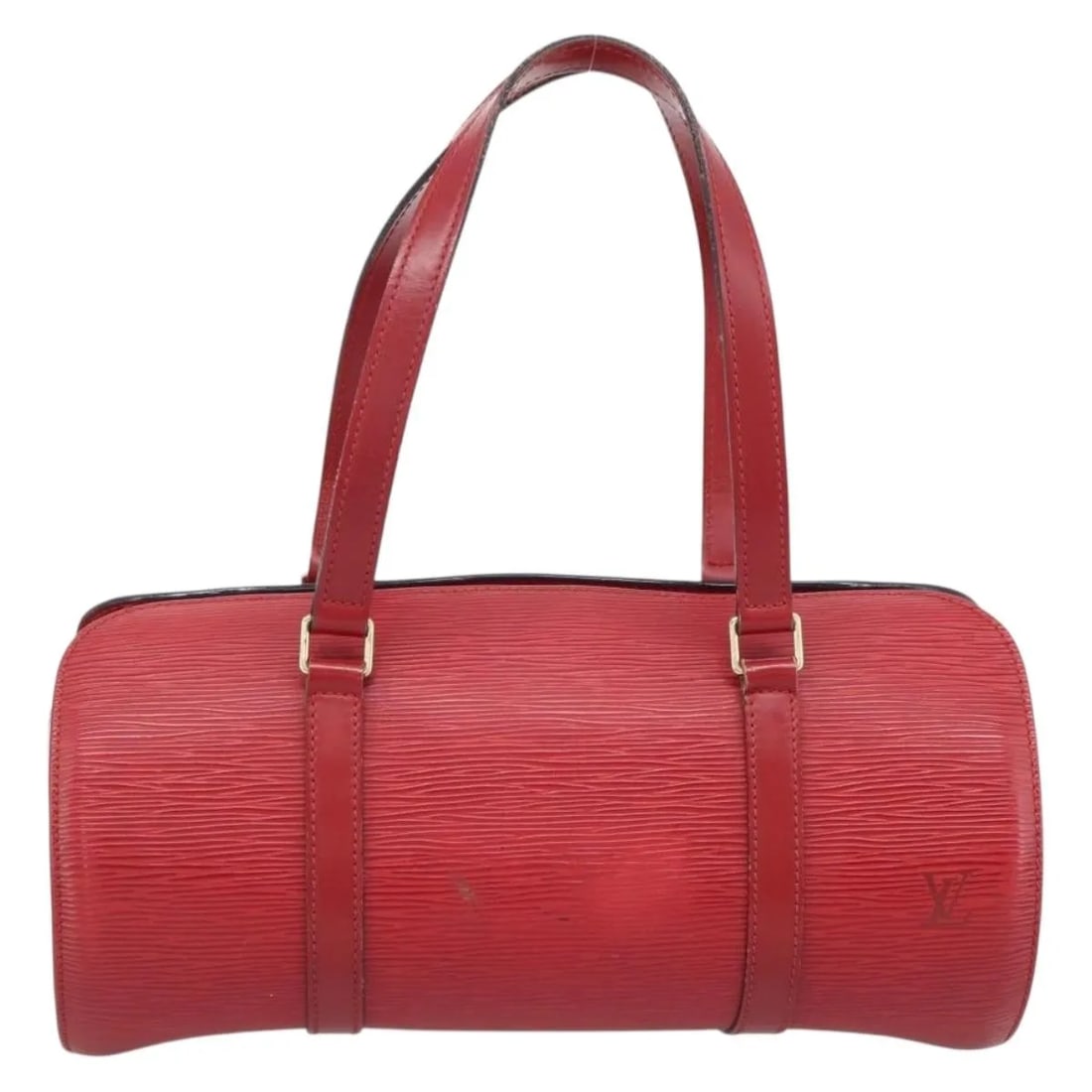 Louis Vuitton Soufflot red leather handbag: Louis Vuitton Soufflot red leather handbag Louis Vuitton Soufflot in red Epi leather. This women's handbag is made in France and remains in good condition overall with visible wear from use. The exter