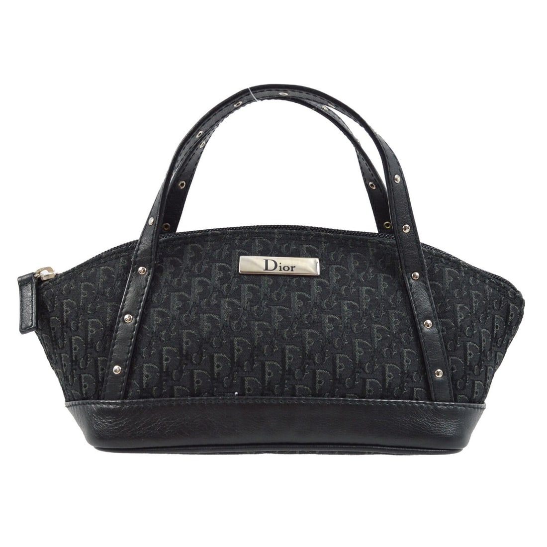 Dior Street Chic Trotter Small Black Canvas Leather Top Handle Bag: Dior Street Chic Trotter Small Black Canvas Leather Top Handle Bag Christian Dior Street Chic Trotter handbag in black canvas and leather with double leather handles, silver-tone hardware, a zip closu