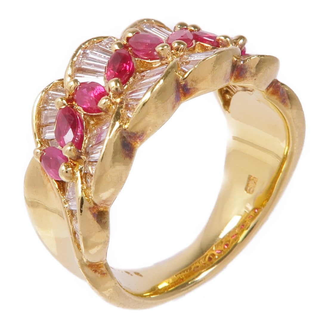 18K Yellow Gold Ruby Diamond Ring Size 5.5 for Women (1 of 8)