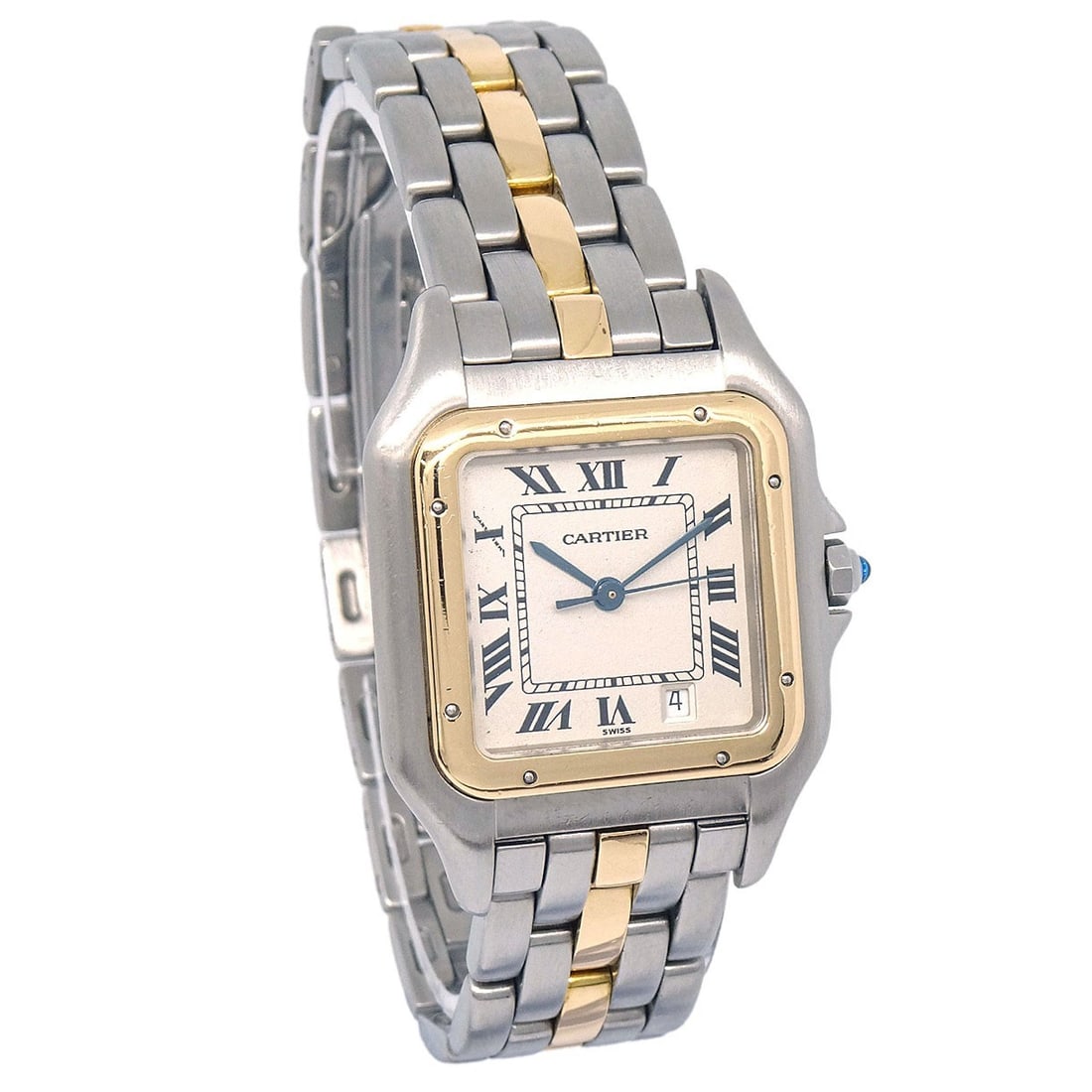 Cartier Panthere MM 1-Row 26 mm Quartz Wristwatch Ref 187949: Cartier Panthere MM 1-Row 26 mm Quartz Wristwatch Ref 187949 Cartier Panthere MM Ref. 187949 quartz wristwatch in a classic luxury style. This women's analog watch features a beige dial, gold and silv