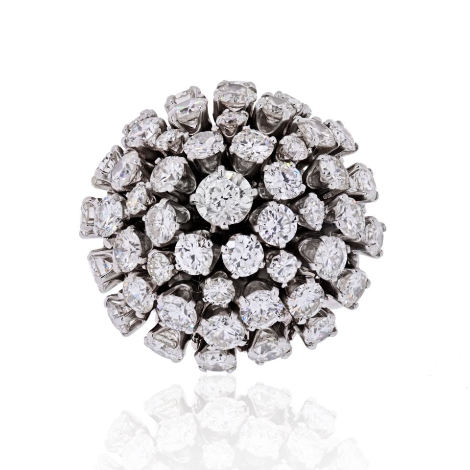 Elegant 18K White Gold 10 Ct Diamond Cluster Ring (1 of 2)
