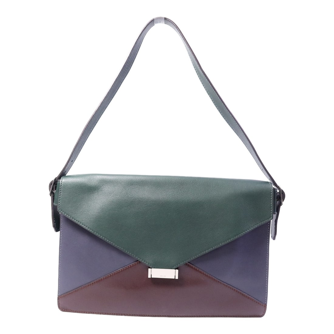 CELINE Calfskin Leather Shoulder Bag SHW Red Blue Green: CELINE Calfskin Leather Shoulder Bag SHW Red Blue Green A CELINE shoulder bag crafted in calfskin leather with a red, blue, and green color combination. It features one outside zip pocket and one insi