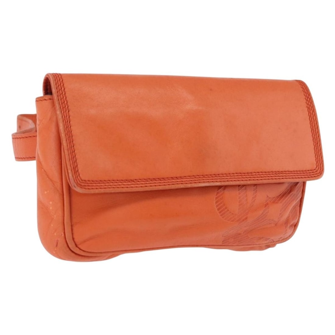 LOEWE Anagram leather belt bag orange gold made in Spain: LOEWE Anagram leather belt bag orange gold made in Spain A LOEWE Anagram waist bag crafted in leather with an orange and gold colorway. Made in Spain, it measures approximately W18 cm x H10 cm x D2 cm