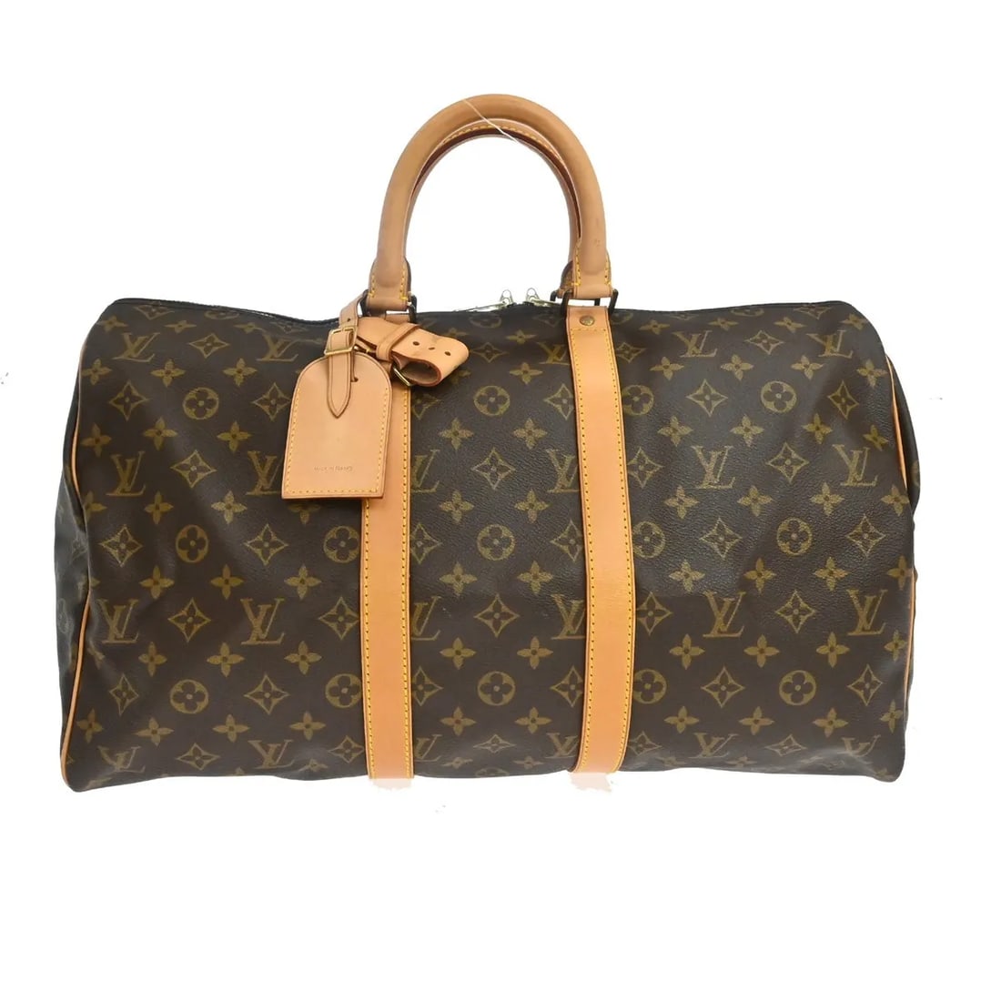 Louis Vuitton Keepall Unisex Brown Monogram Canvas Bag: Louis Vuitton Keepall Unisex Brown Monogram Canvas Bag Louis Vuitton Keepall in brown monogram canvas. This unisex bag is made in France and remains in good condition with visible wear. Noted conditio