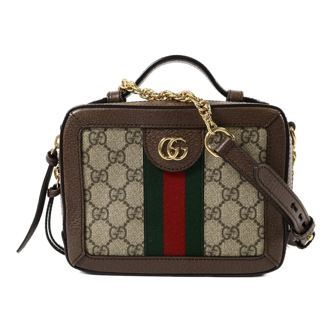Gucci Ophidia GG Painted Mini 2way Shoulder Bag Brown PVC Canvas: Gucci Ophidia GG Painted Mini 2way Shoulder Bag Brown PVC Canvas GUCCI GG Painted Ophidia GG Mini 2 Way Shoulder Bag in brown PVC coated canvas, designed for women and made in Italy. This mini bag fea