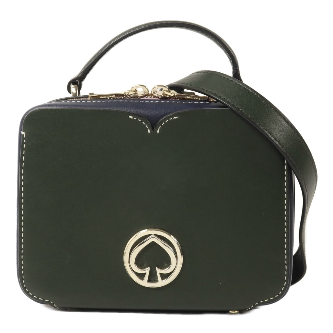 Kate Spade 2 Way Shoulder Bag Calfskin Dark Green Navy (1 of 18)