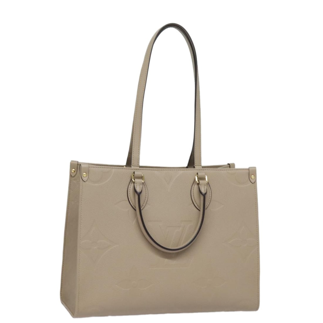 Louis Vuitton M45607 On The Go MM Empreinte Leather 2way Tote Bag: Louis Vuitton M45607 On The Go MM Empreinte Leather 2way Tote Bag Louis Vuitton On The Go MM 2way tote bag in Tour rail color, crafted from Monogram Empreinte leather. It measures approximately W34 x 