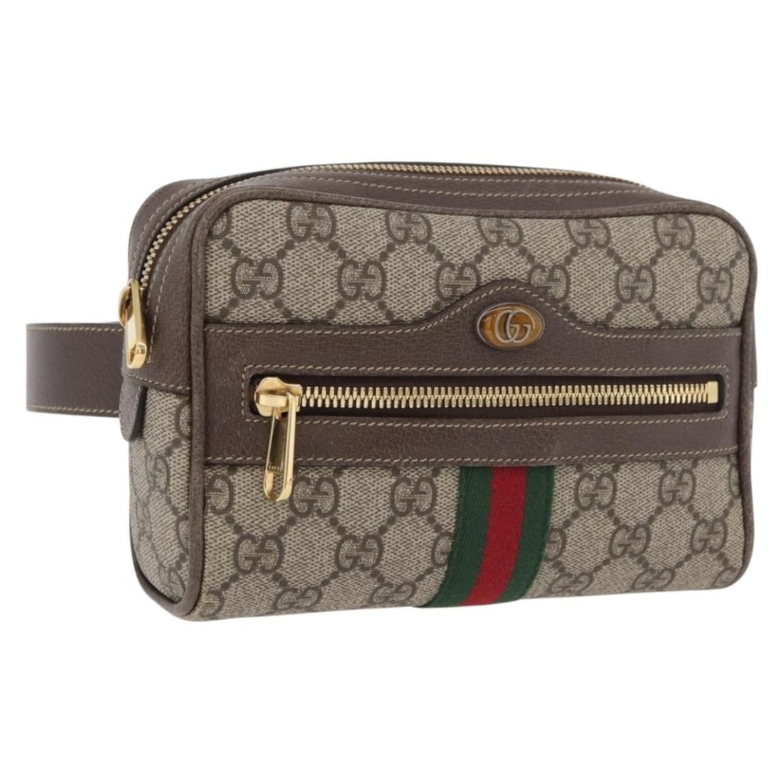 Gucci 517076 GG Supreme Sherry Line PVC Waist Bag Beige Gold: Gucci 517076 GG Supreme Sherry Line PVC Waist Bag Beige Gold Gucci GG Supreme Web Sherry Line waist bag in beige and gold, made in Italy from PVC leather and GG canvas. It comes with a dust bag and fe