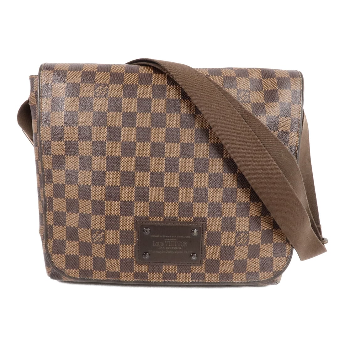 Louis Vuitton Brooklyn MM Messenger Bag N51211 Damier Ebene Brown: Louis Vuitton Brooklyn MM Messenger Bag N51211 Damier Ebene Brown Louis Vuitton Brooklyn MM shoulder messenger bag in Damier Ebene x Brown. It is made from Damier x PVC coated canvas and features a ma
