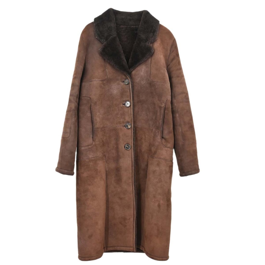 Womens Brown Lambskin Long Overcoat Loewe EU 38 Vintage (1 of 18)