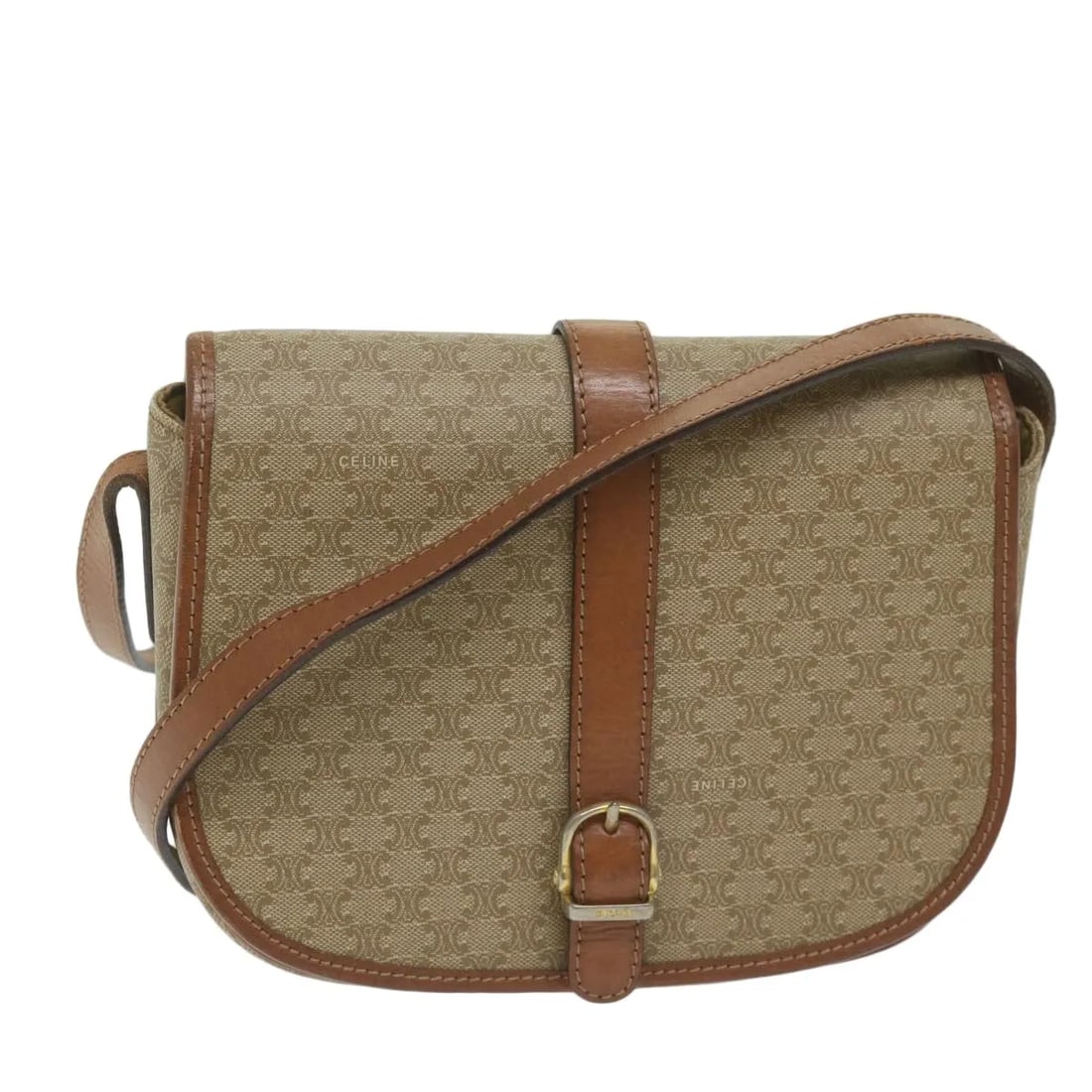 Celine Vintage Macadam Shoulder Bag Beige Canvas Leather: Celine Vintage Macadam Shoulder Bag Beige Canvas Leather This Celine vintage Macadam shoulder bag features a beige canvas exterior accented with leather trim. Designed for women, the bag includes a sh