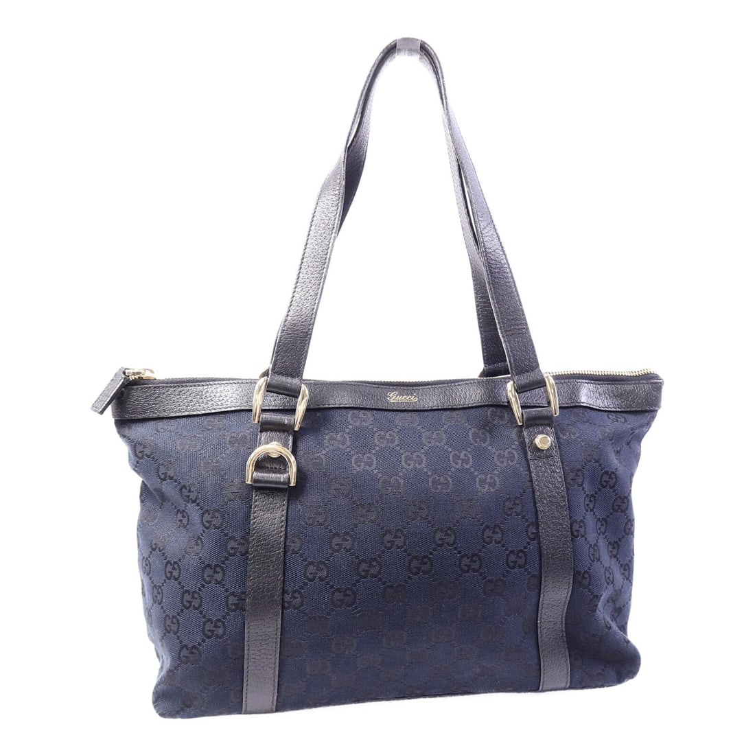 Gucci 141470 GG Canvas Handbag Navy Black: Gucci 141470 GG Canvas Handbag Navy Black A Gucci GG handbag in navy and black GG canvas, identified by model number 141470. It features a handle drop of 45 cm and includes one inside zip pocket and o