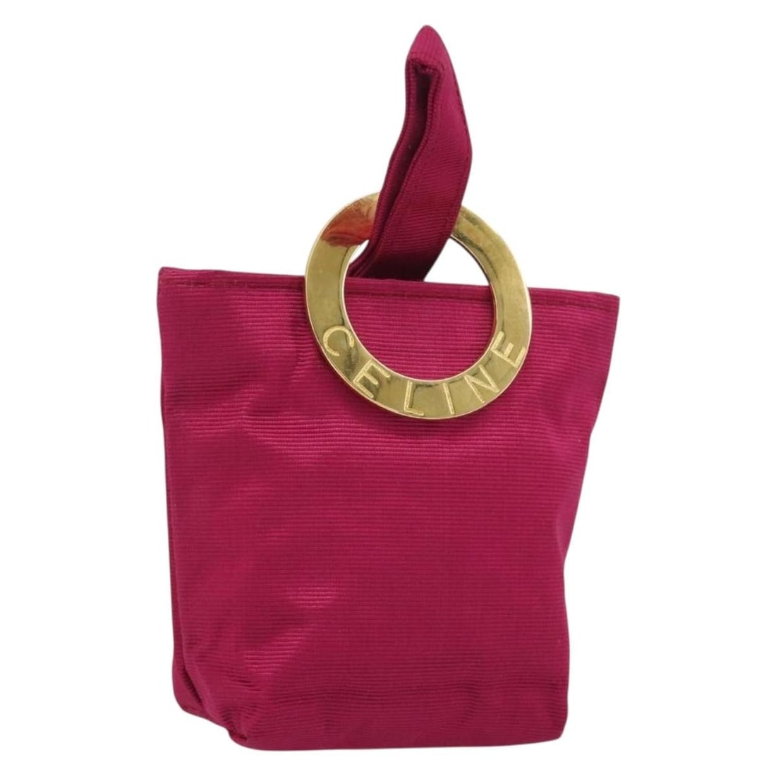 CELINE nylon round pouch pink with gold tone trim (1 of 18)