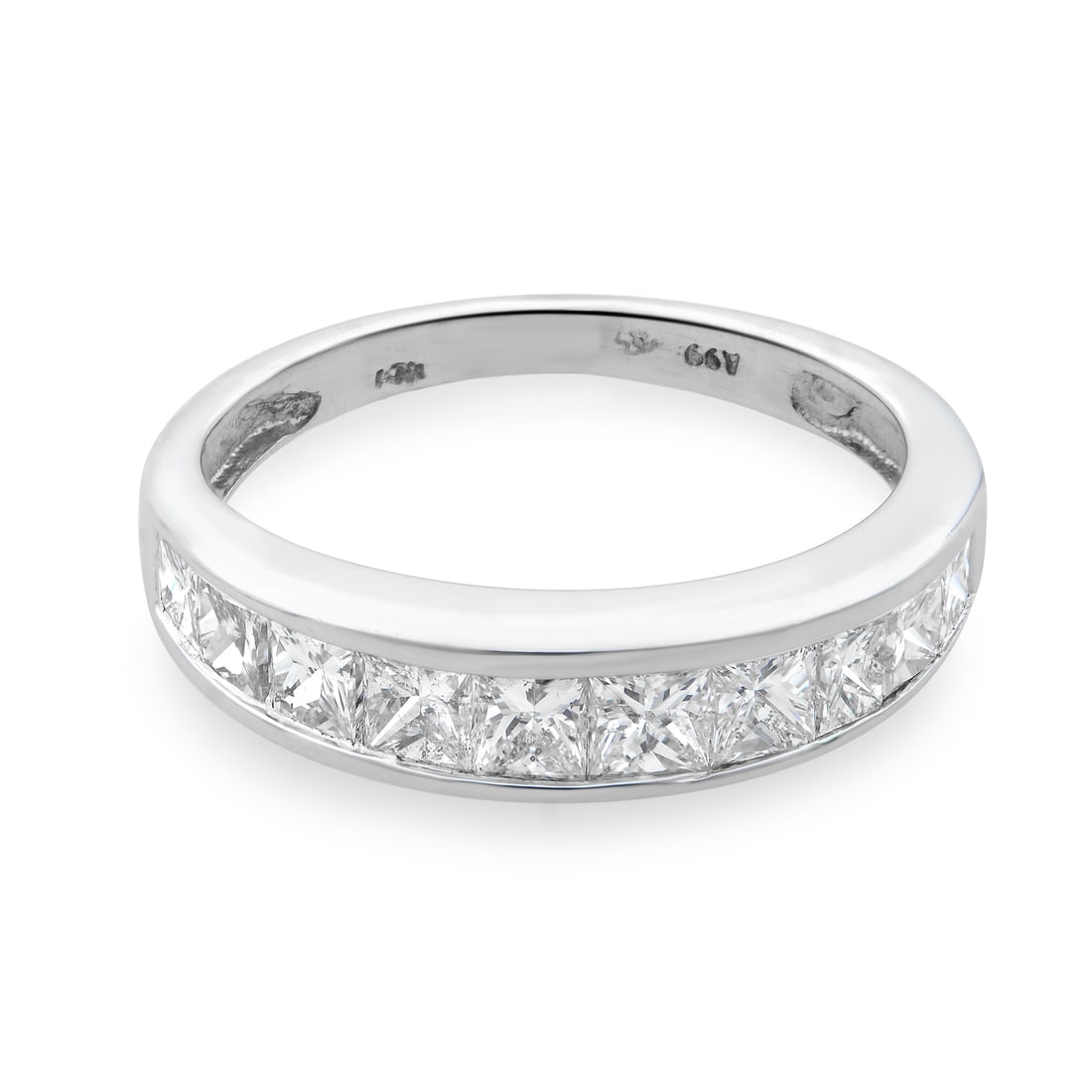 Rachel Koen 14K White Gold Princess Cut Diamond Wedding Band 1.00ct Size 5: Rachel Koen 14K White Gold Princess Cut Diamond Wedding Band 1.00ct Size 5 This elegant Rachel Koen ladies band ring is crafted from 14K white gold and features a stunning princess cut diamond. The ri